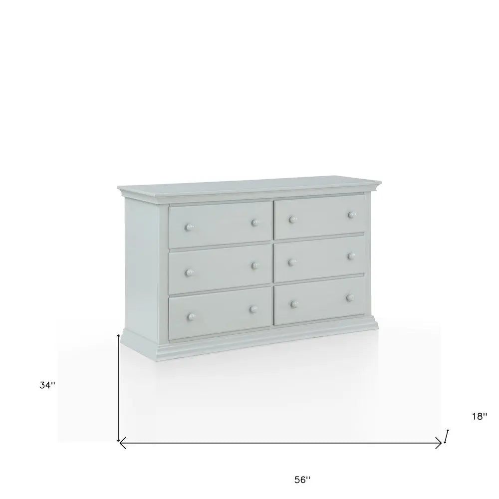 56" Gray Solid and Manufactured Wood Six Drawer Double Dresser - NOBLE HOME INTERIORS