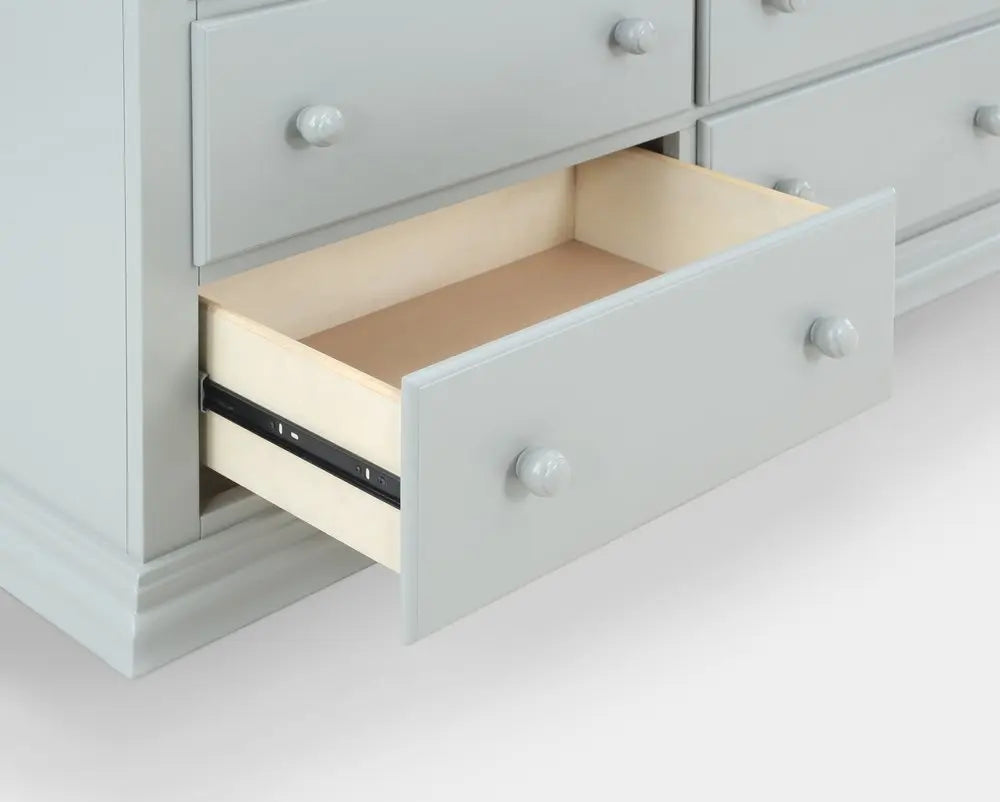 56" Gray Solid and Manufactured Wood Six Drawer Double Dresser - NOBLE HOME INTERIORS