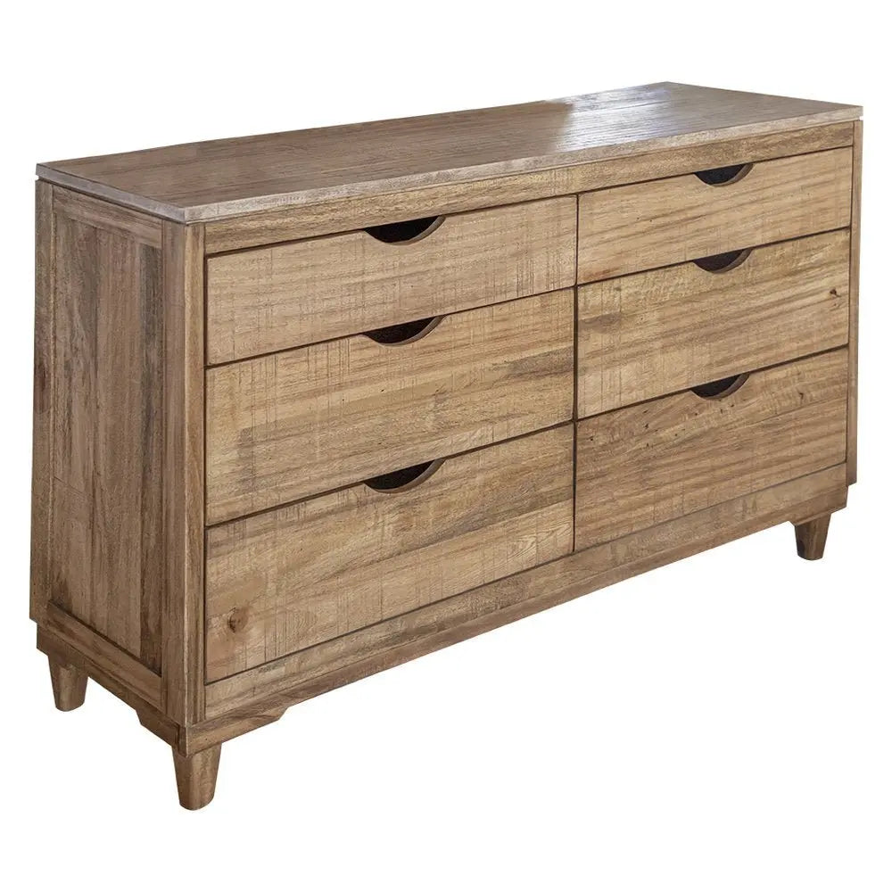56" Natural Solid Wood Four Drawer Double Dresser - NOBLE HOME INTERIORS