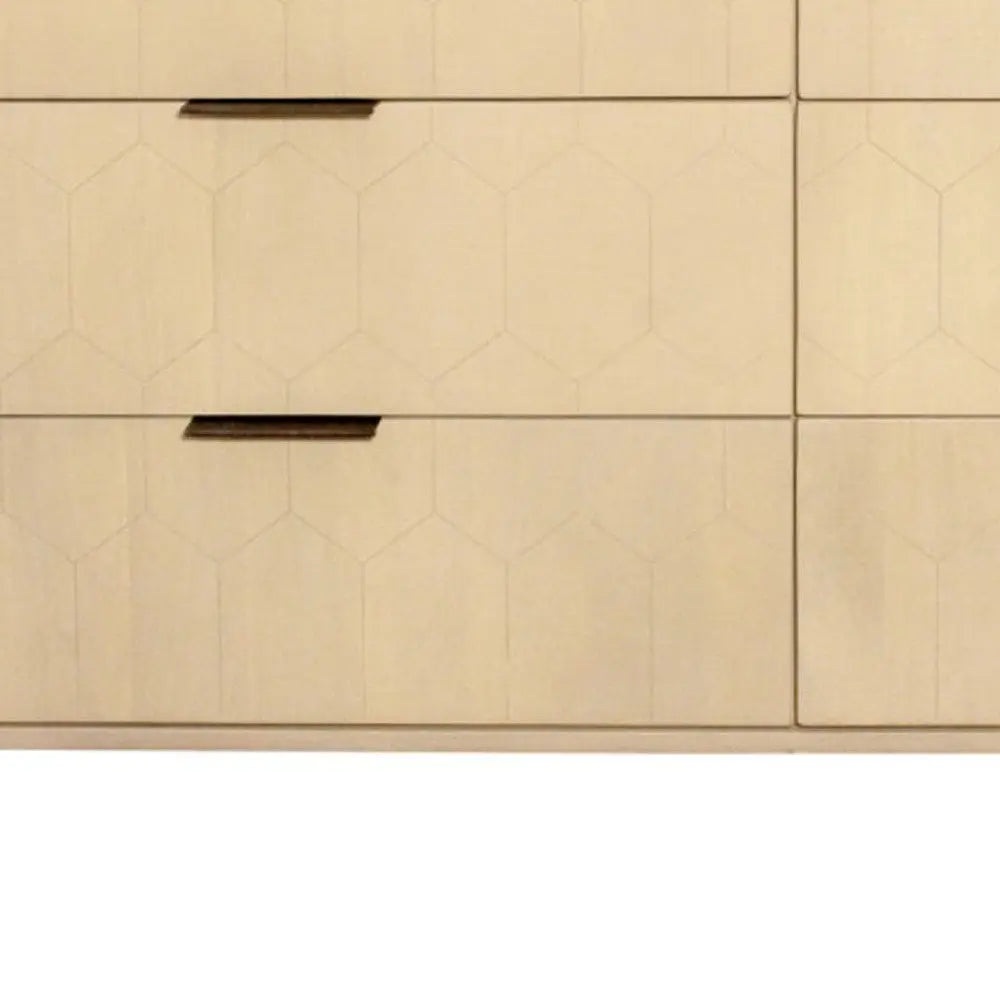 56" Natural Solid Wood Six Drawer Dresser - NOBLE HOME INTERIORS