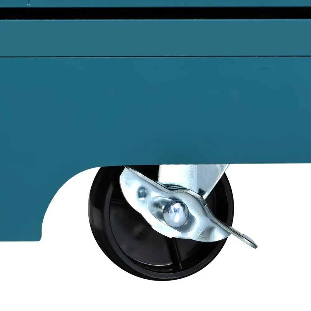 56" Teal Blue Wood Barn Door Rolling Kitchen Island With Storage With USB - NOVA HOME FURNITURE