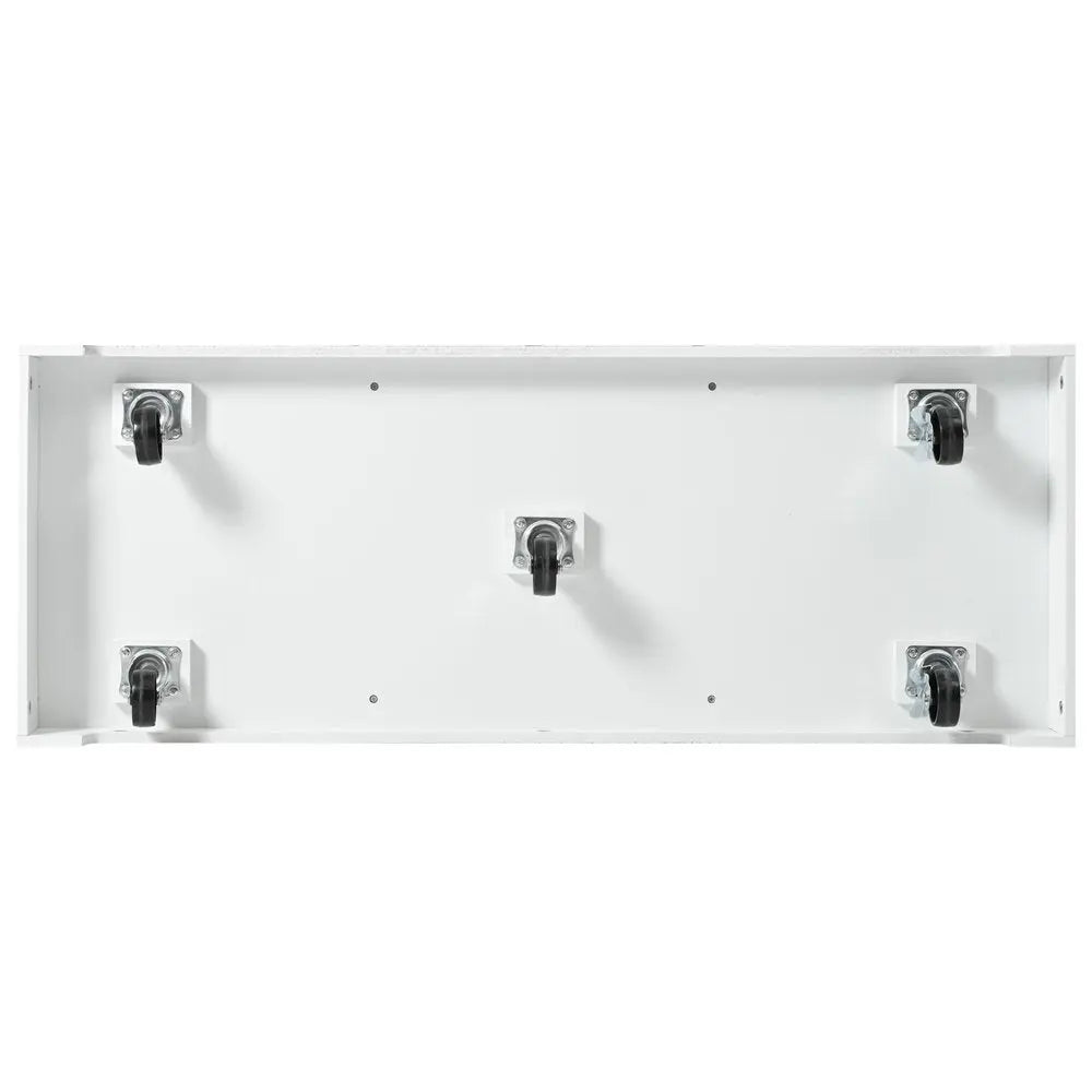 56" White Wood Barn Door Rolling Kitchen Island With Storage With USB - NOVA HOME FURNITURE