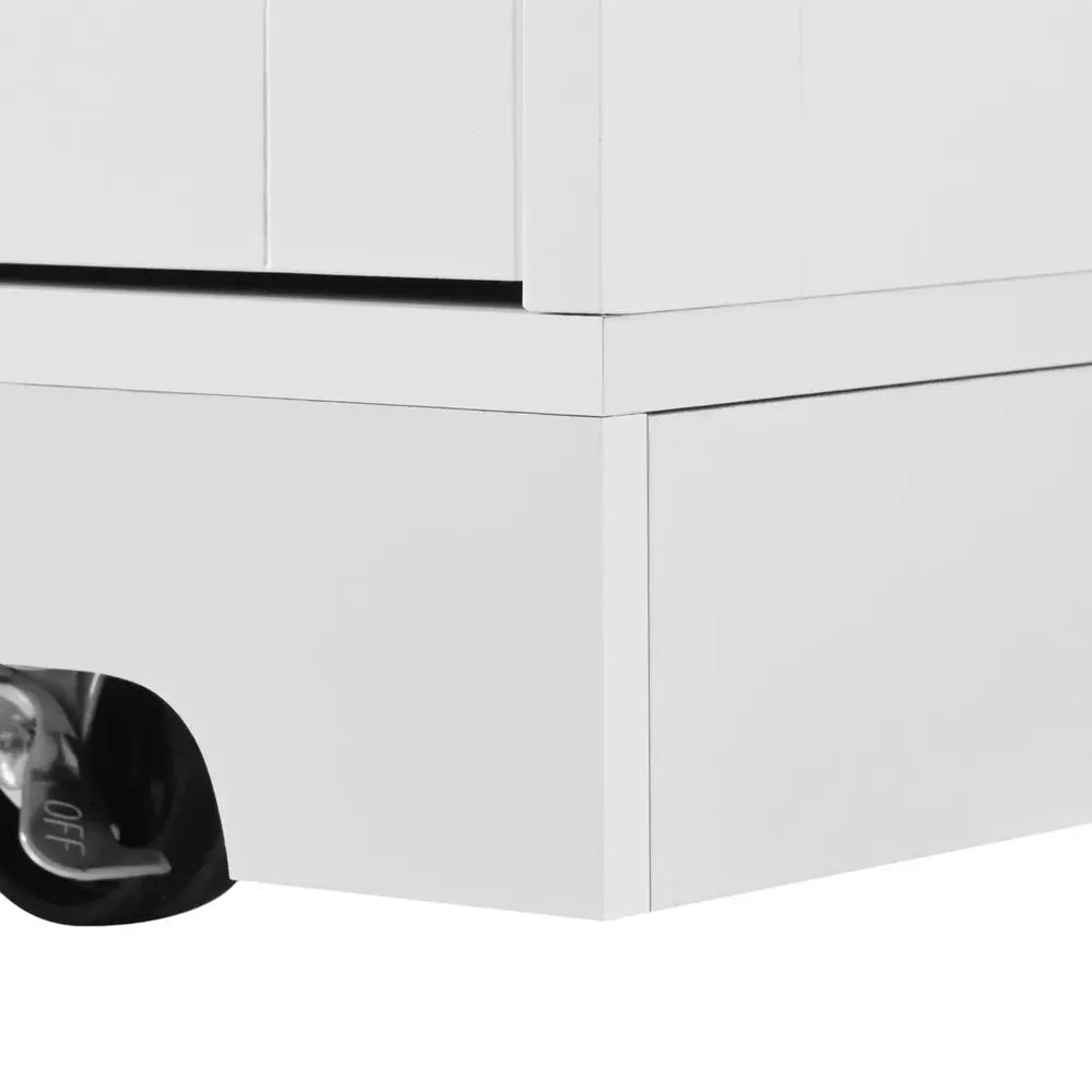 56" White Wood Barn Door Rolling Kitchen Island With Storage With USB - NOVA HOME FURNITURE