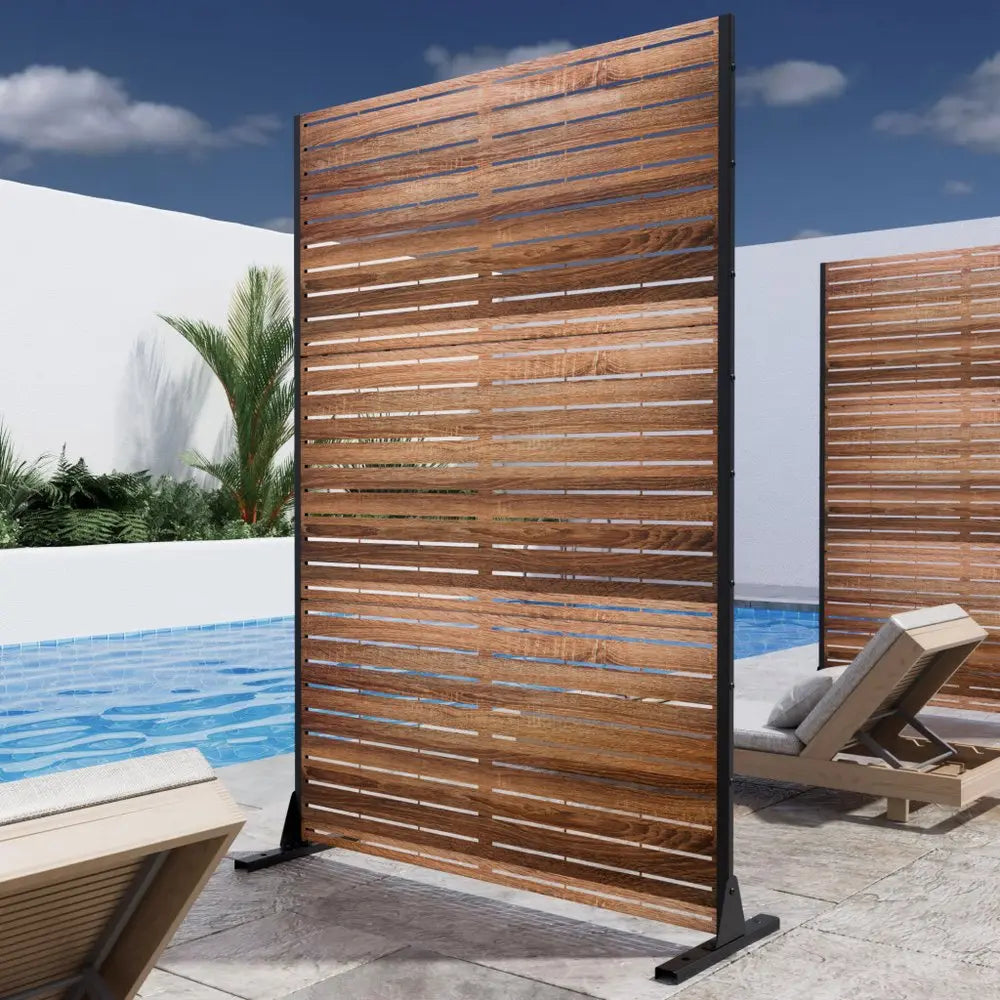 72" Natural Steel Three Panel Screen Room Divider HomeRoots