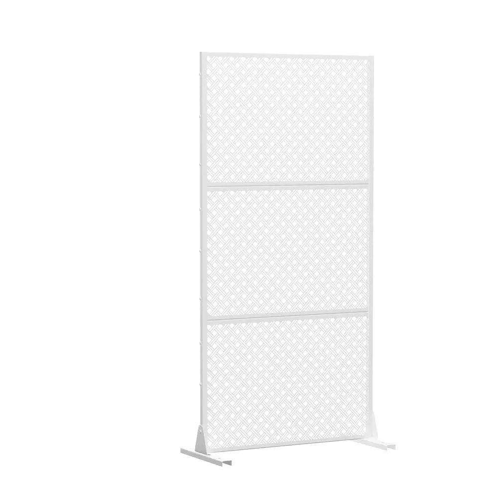 72" White Steel Three Panel Screen Room Divider HomeRoots