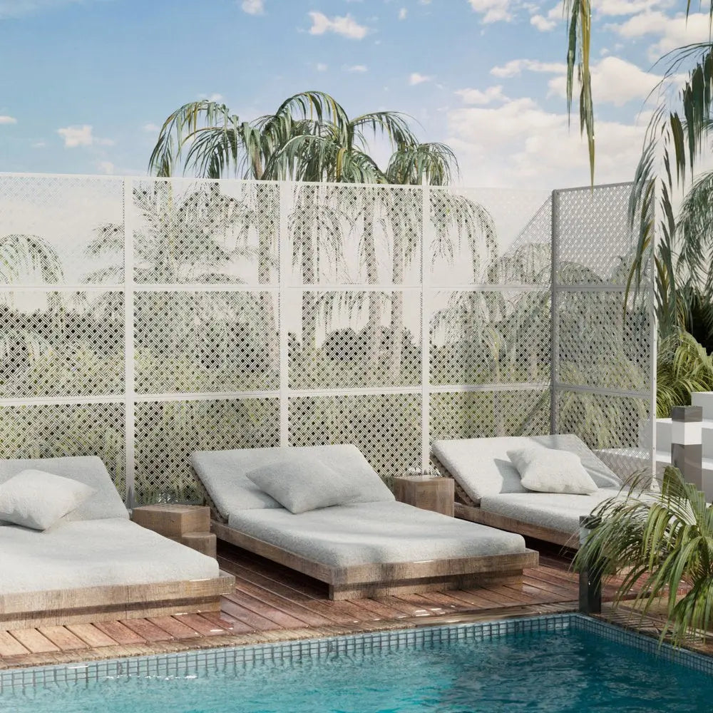 72" White Steel Three Panel Screen Room Divider HomeRoots