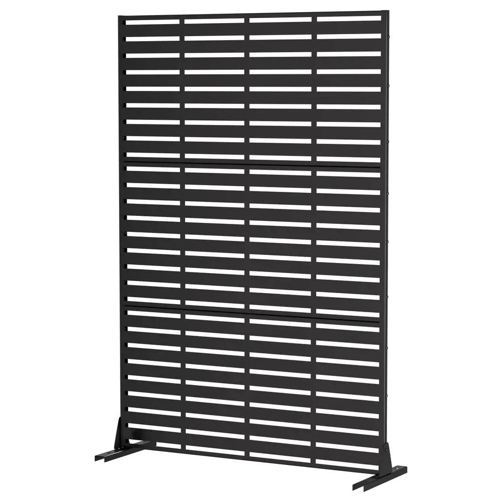72" Black Steel Three Panel Screen Room Divider HomeRoots