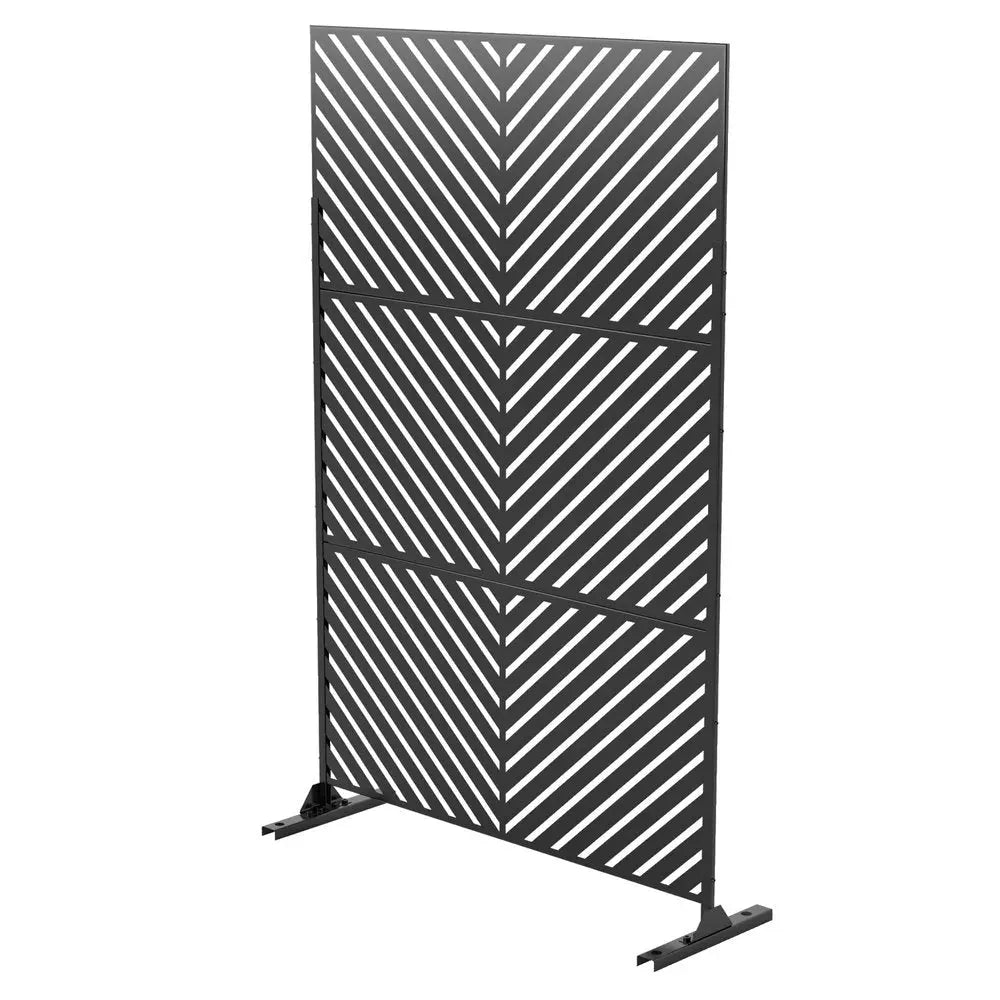 74" Black Steel Three Panel Screen Room Divider HomeRoots