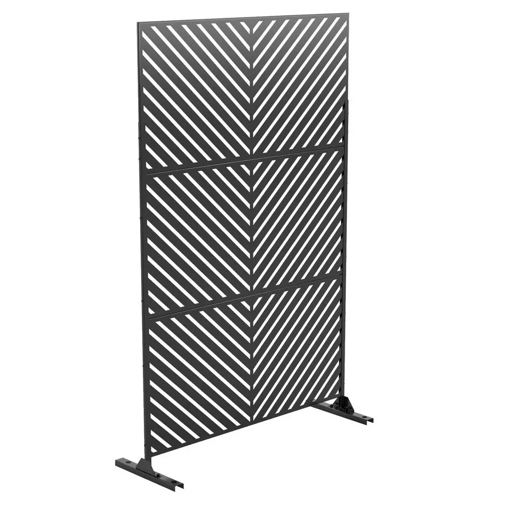 74" Black Steel Three Panel Screen Room Divider HomeRoots