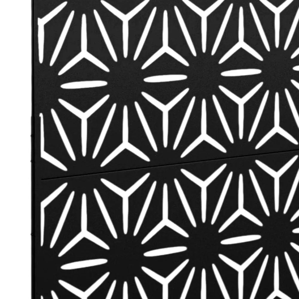 75" Black Steel Three Panel Screen Room Divider HomeRoots