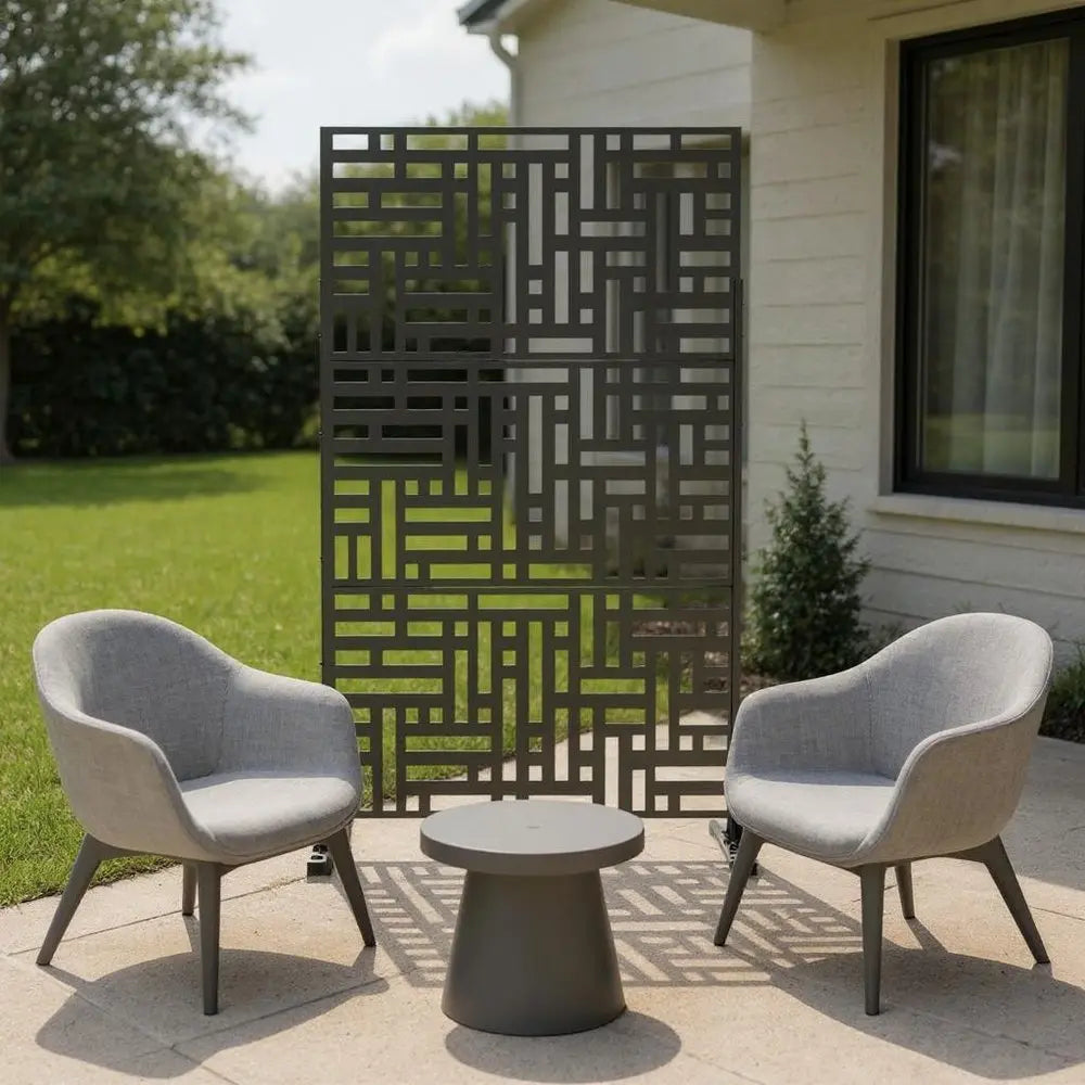 79" Black Steel Three Panel Screen Room Divider HomeRoots