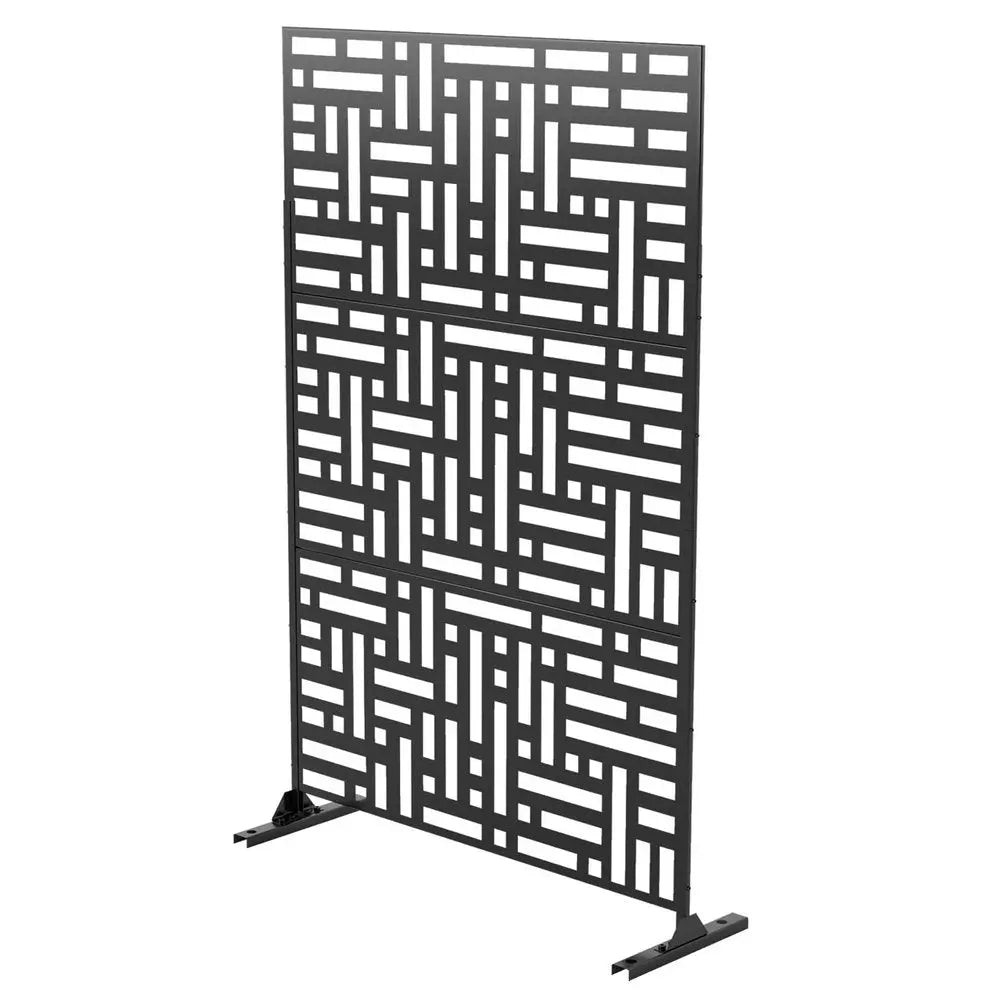79" Black Steel Three Panel Screen Room Divider HomeRoots