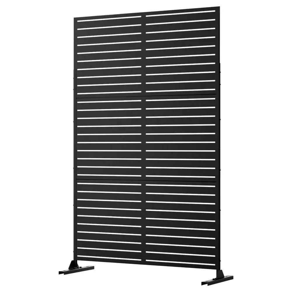 72" Black Steel Three Panel Screen Room Divider HomeRoots
