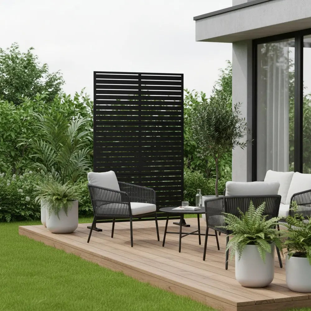 72" Black Steel Three Panel Screen Room Divider HomeRoots