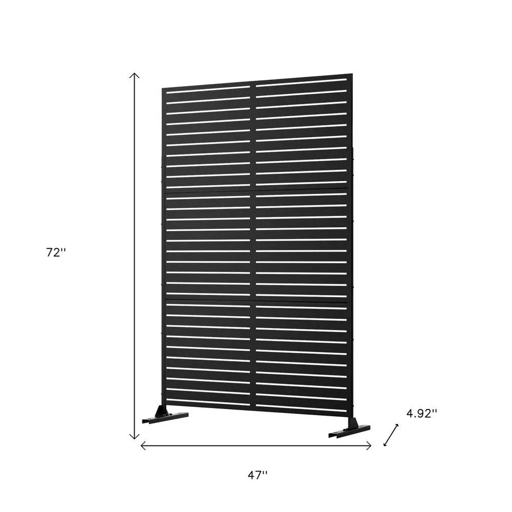 72" Black Steel Three Panel Screen Room Divider HomeRoots