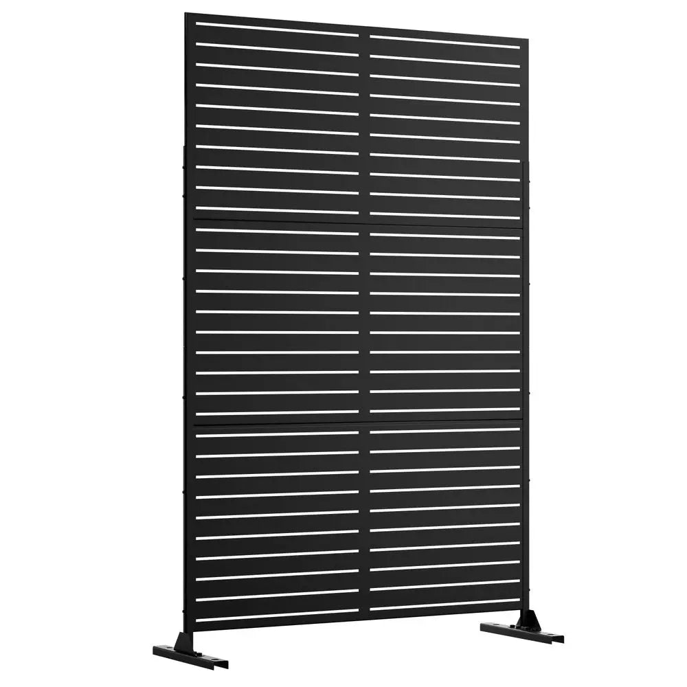 72" Black Steel Three Panel Screen Room Divider HomeRoots