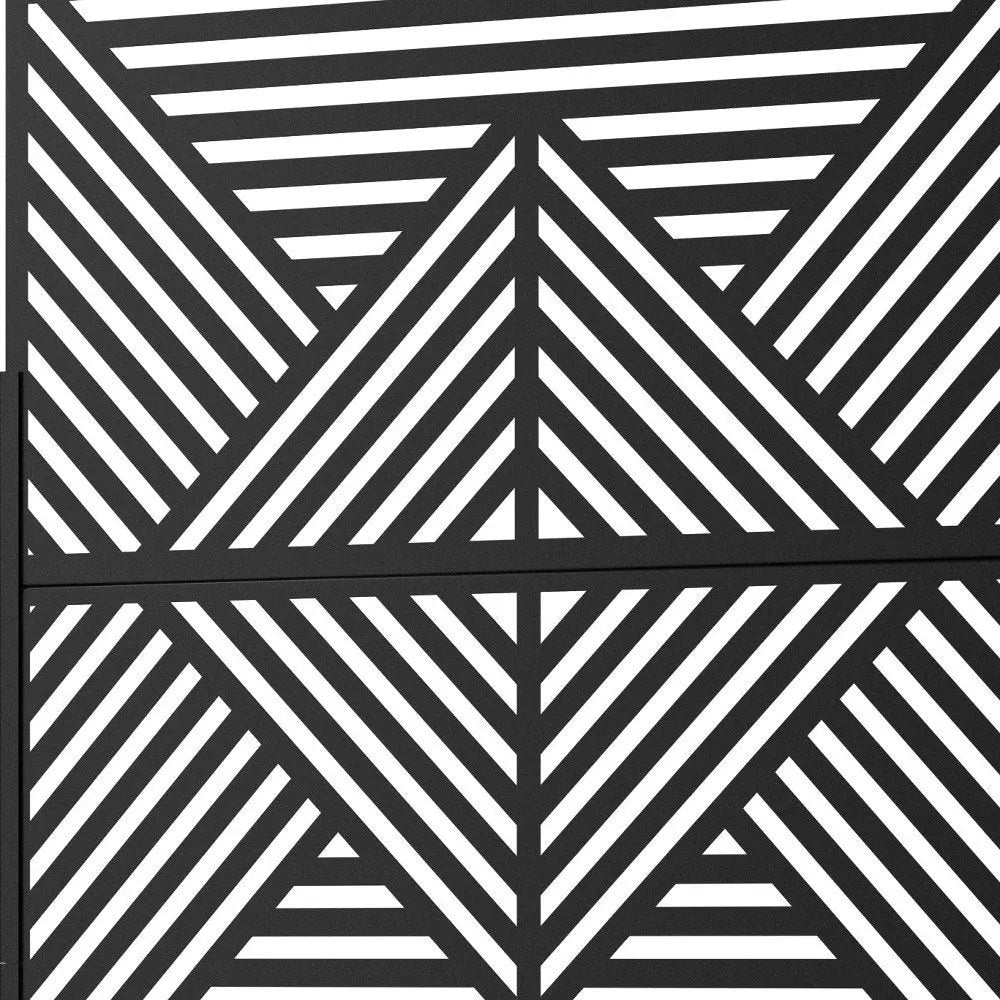 72" Black Steel Three Panel Screen Room Divider HomeRoots