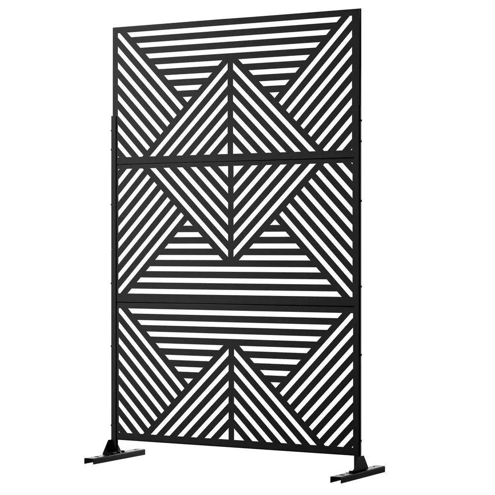 72" Black Steel Three Panel Screen Room Divider HomeRoots