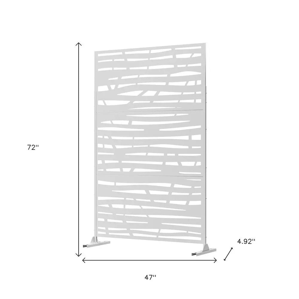 72" White Steel Three Panel Screen Room Divider HomeRoots