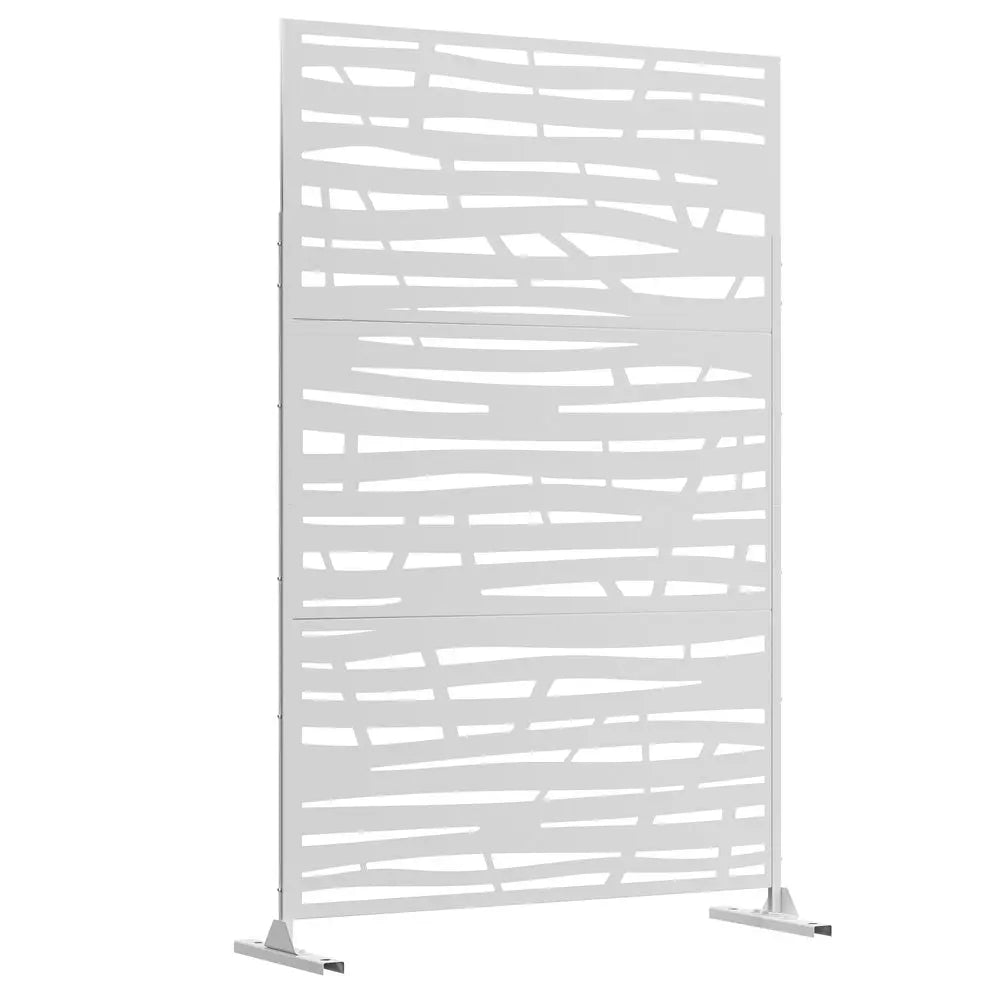 72" White Steel Three Panel Screen Room Divider HomeRoots