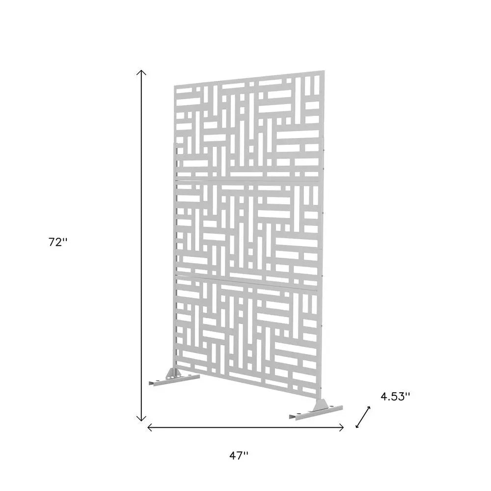 72" White Steel Three Panel Screen Room Divider HomeRoots
