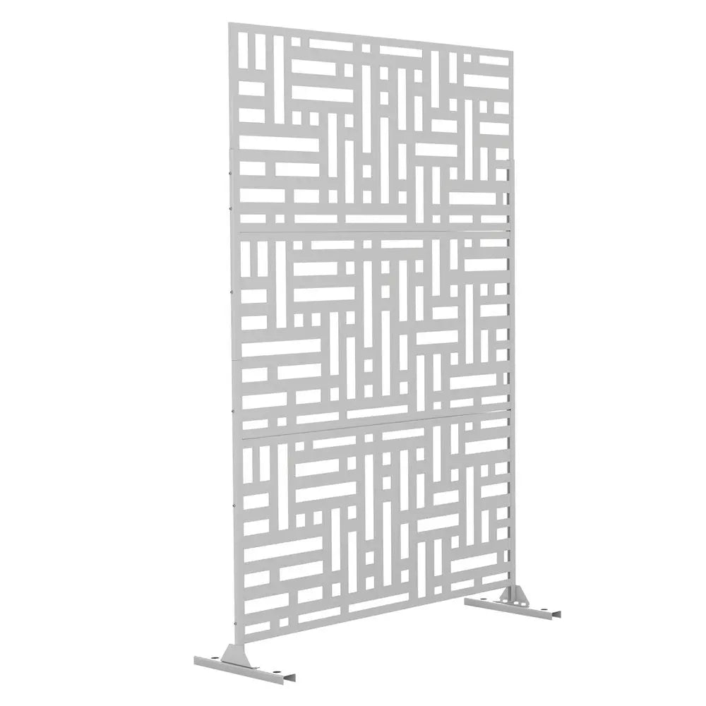 72" White Steel Three Panel Screen Room Divider HomeRoots