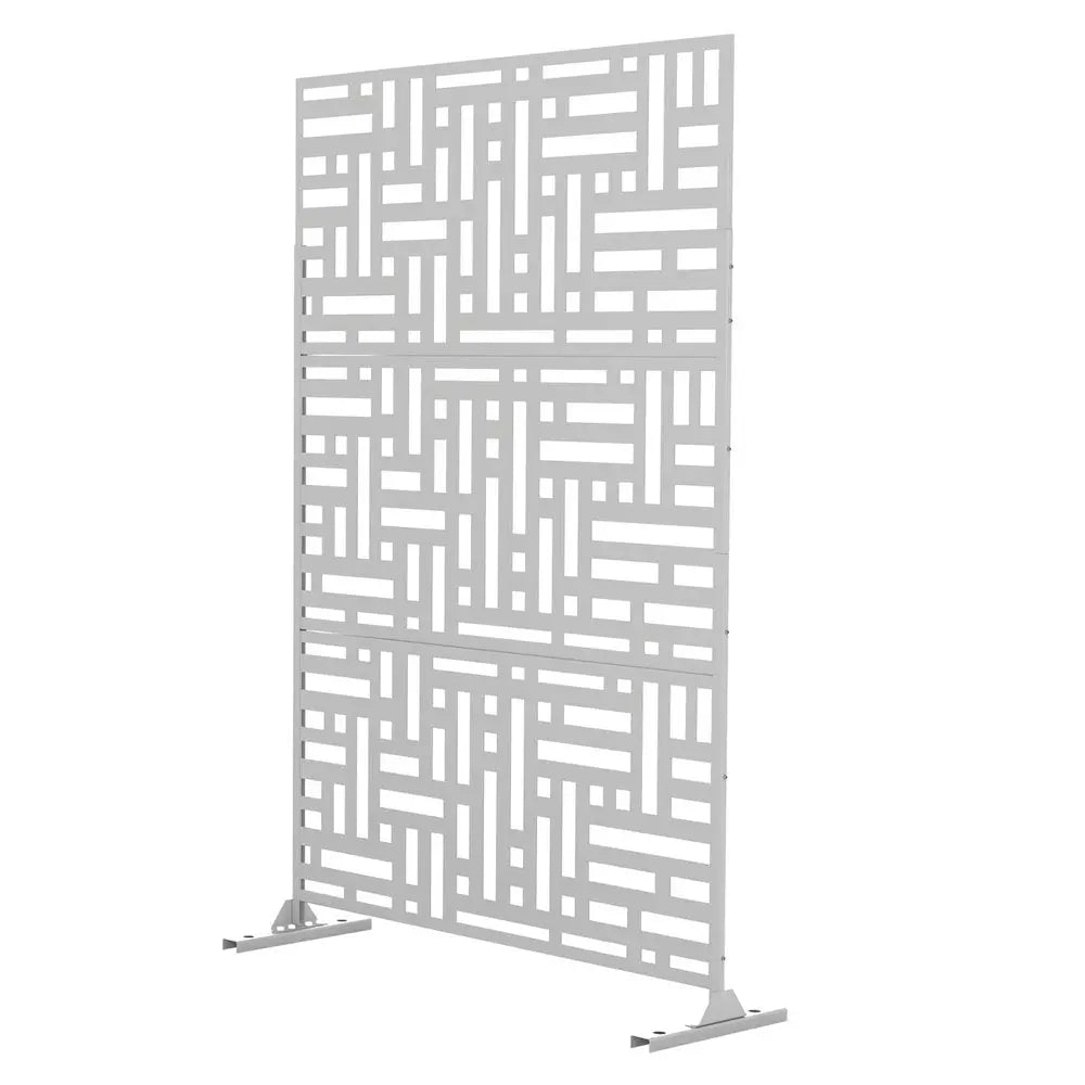 72" White Steel Three Panel Screen Room Divider HomeRoots