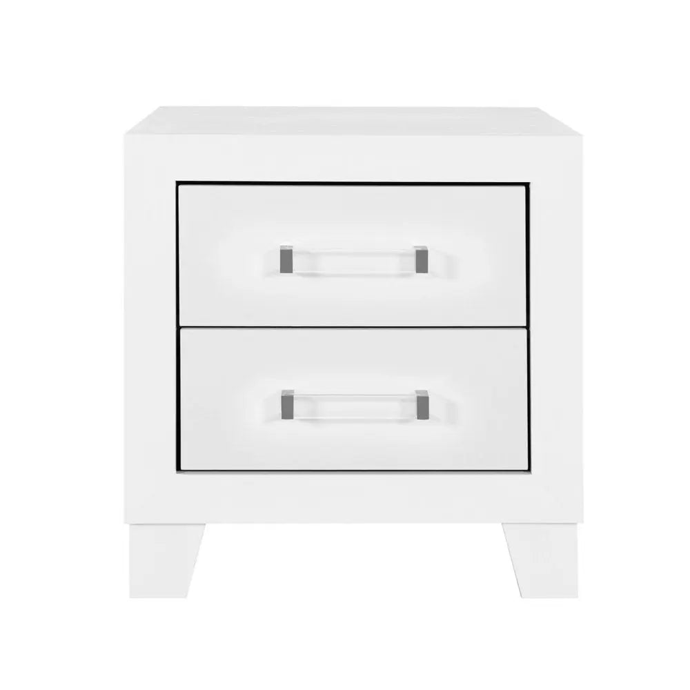 22" White Two Drawer Wood Nightstand HomeRoots