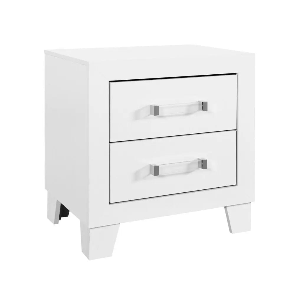 22" White Two Drawer Wood Nightstand HomeRoots