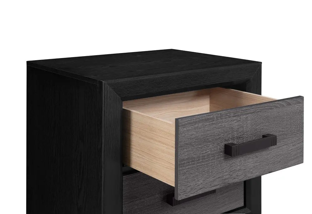 22" Black And Gray Wood Two Drawer Nightstand HomeRoots