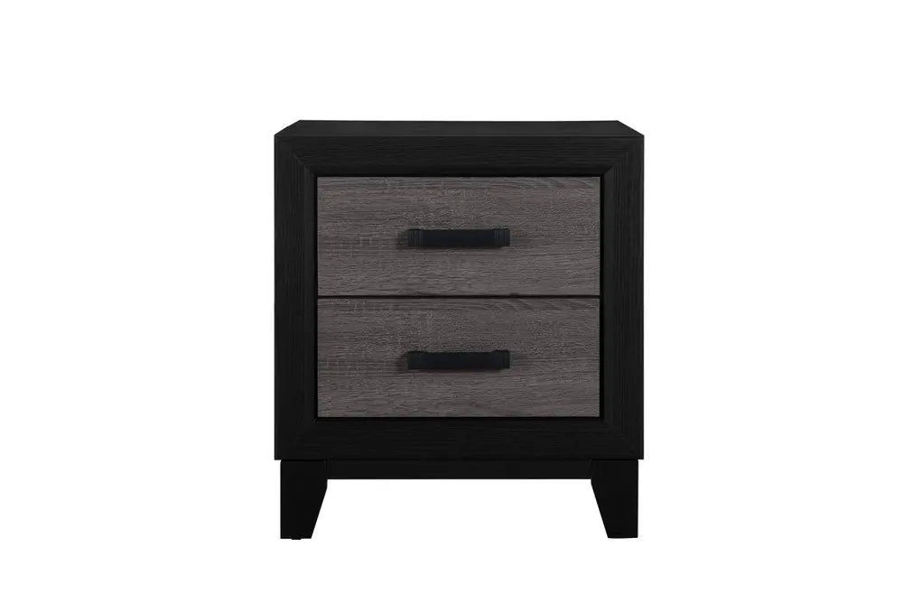 22" Black And Gray Wood Two Drawer Nightstand HomeRoots