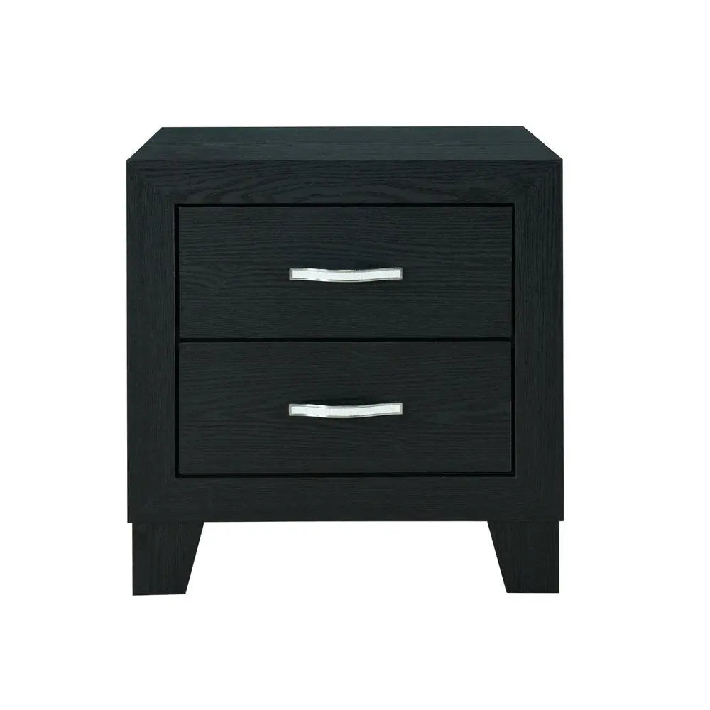 22" Black Solid and Manufactured Wood Two Drawer Nightstand HomeRoots