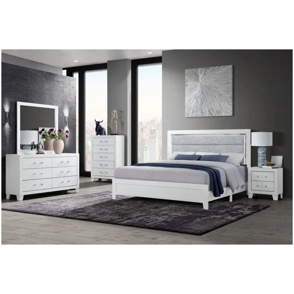 49" White Wood Five Drawer Dresser HomeRoots