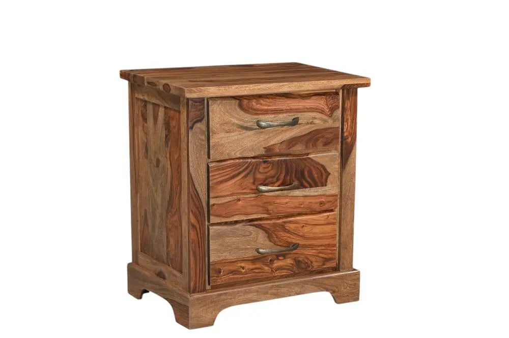 27" Brown Solid Wood Live Edge Three Drawer Nightstand HomeRoots