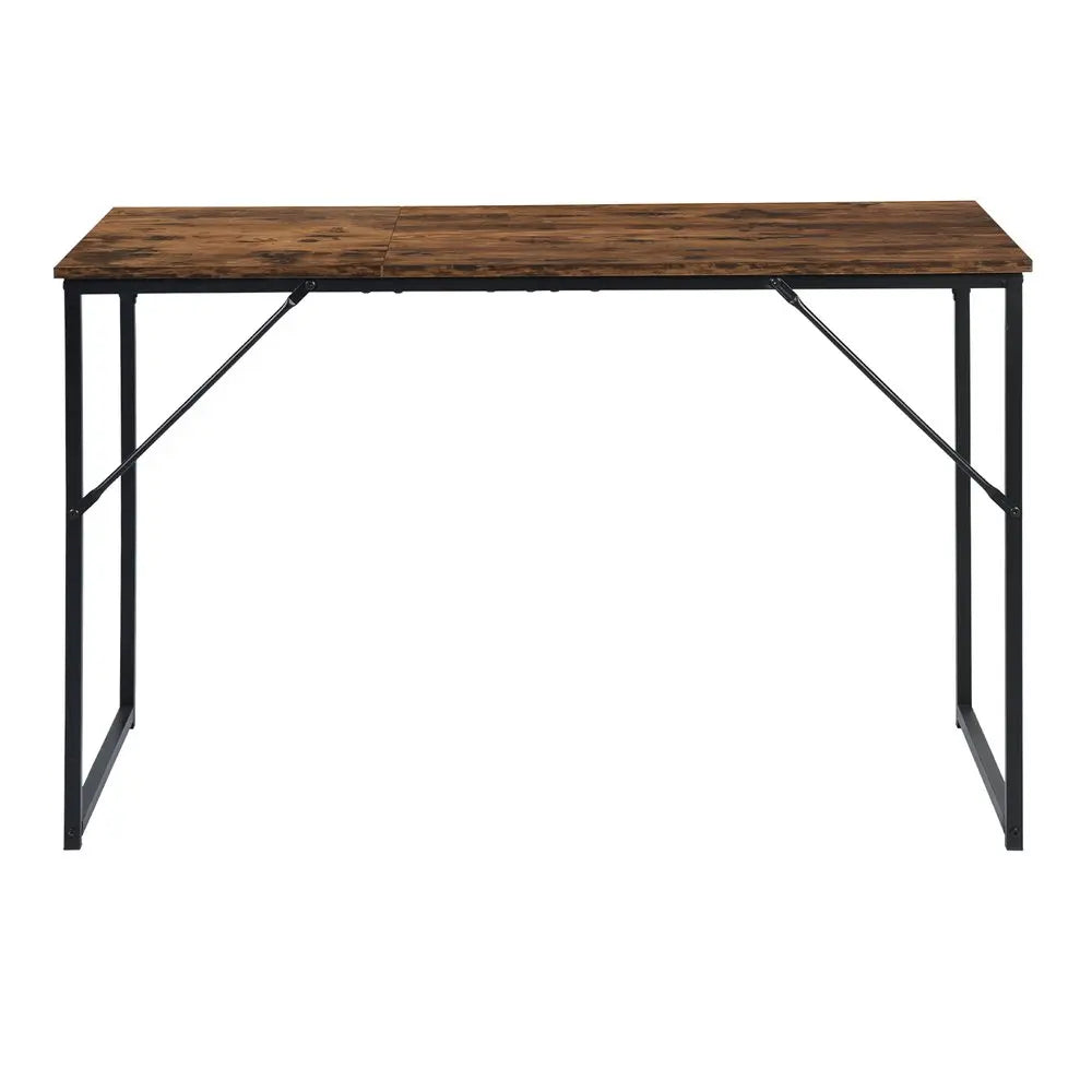 32" Brown and Black Wood and Metal H-Shape Computer Desk