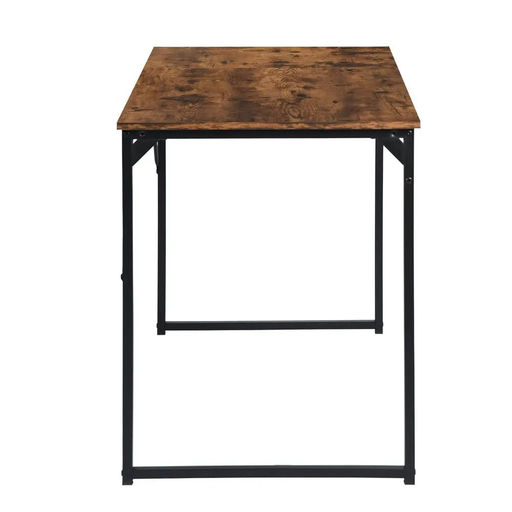 32" Brown and Black Wood and Metal H-Shape Computer Desk