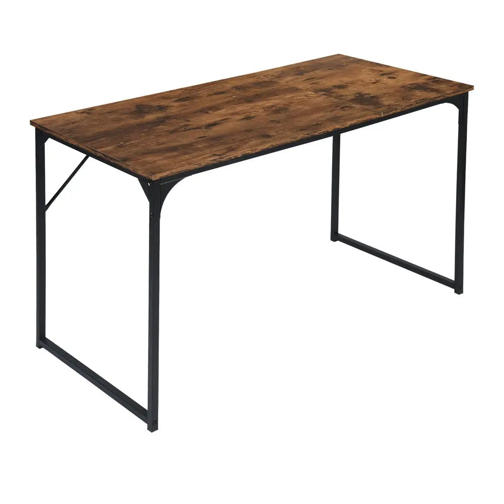32" Brown and Black Wood and Metal H-Shape Computer Desk