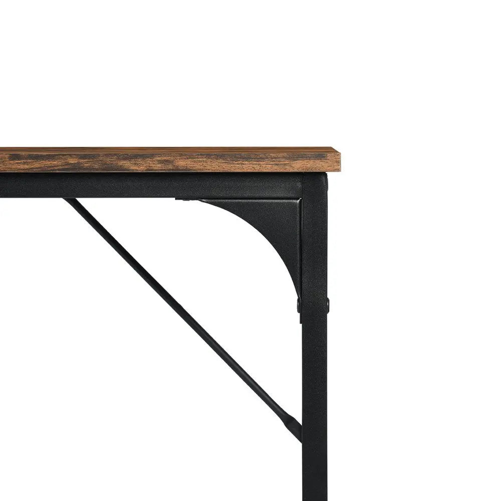 32" Brown and Black Wood and Metal H-Shape Computer Desk