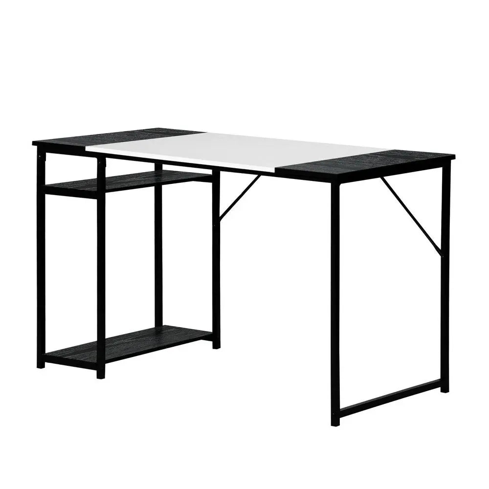 47" Black and White Wood and Metal H-Shape Computer Desk HomeRoots