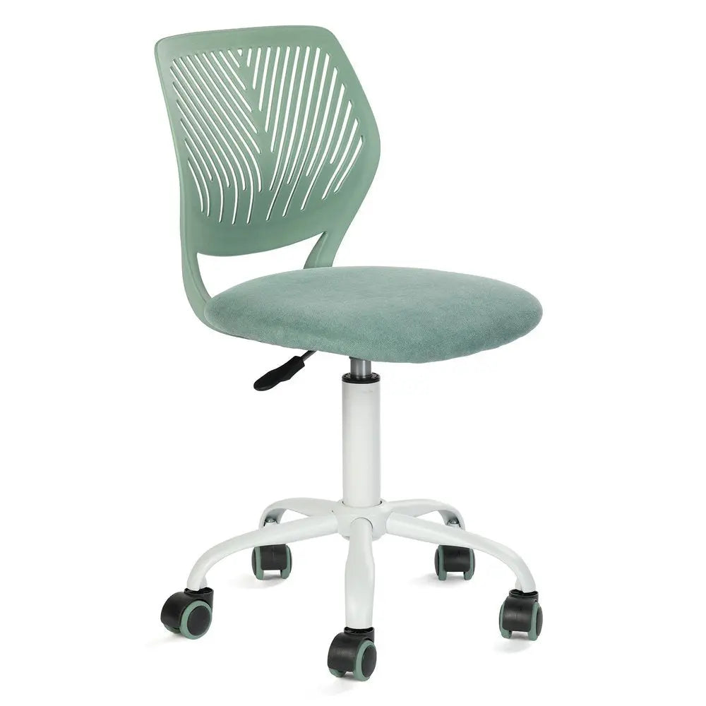 Teal and White Adjustable Height Swivel Rolling Office Chair