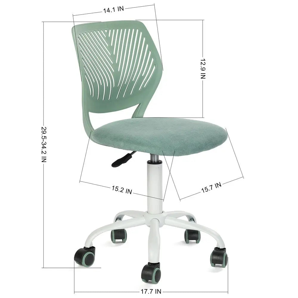 Teal and White Adjustable Height Swivel Rolling Office Chair HomeRoots