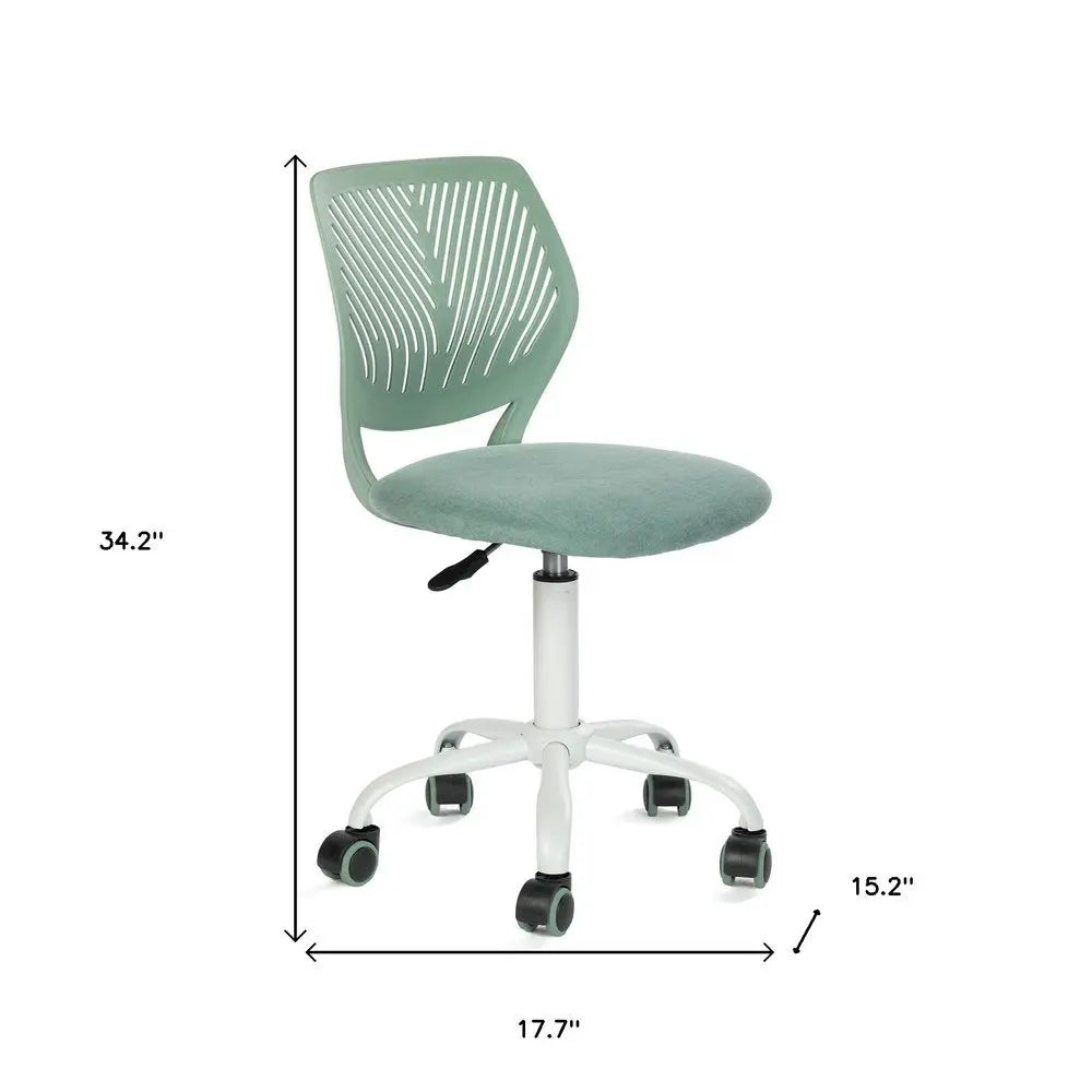 Teal and White Adjustable Height Swivel Rolling Office Chair HomeRoots