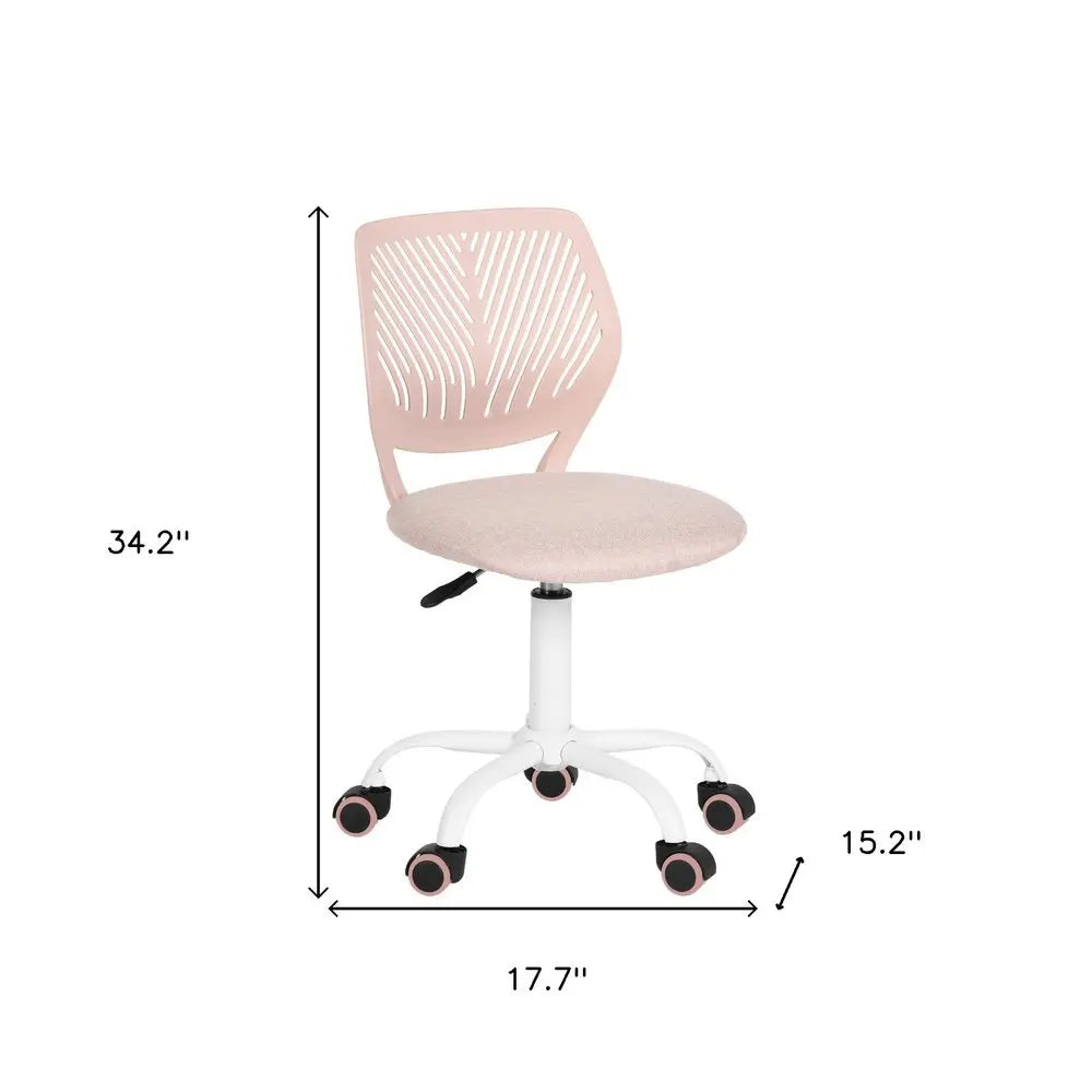 Pink and White Adjustable Height Swivel Rolling Office Chair HomeRoots
