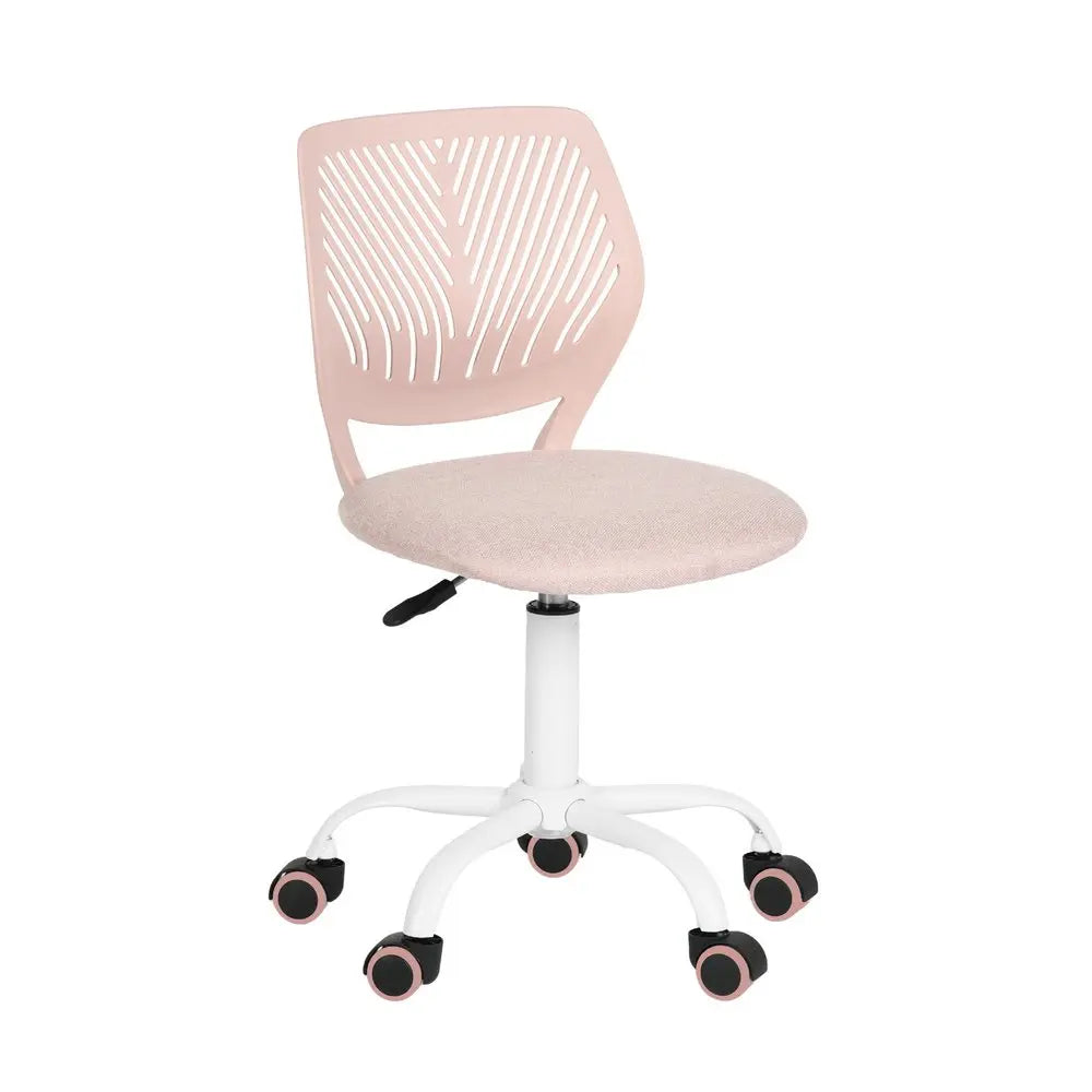 Pink and White Adjustable Height Swivel Rolling Office Chair HomeRoots