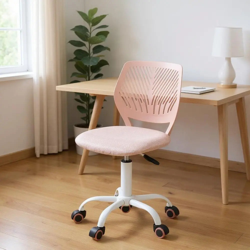 Pink and White Adjustable Height Swivel Rolling Office Chair HomeRoots
