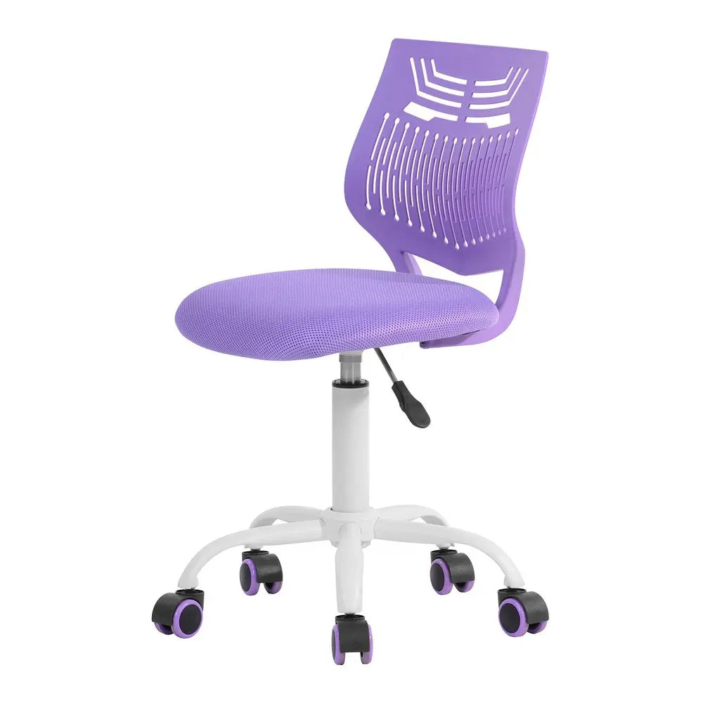 Purple and White Adjustable Height Swivel Rolling Office Chair HomeRoots