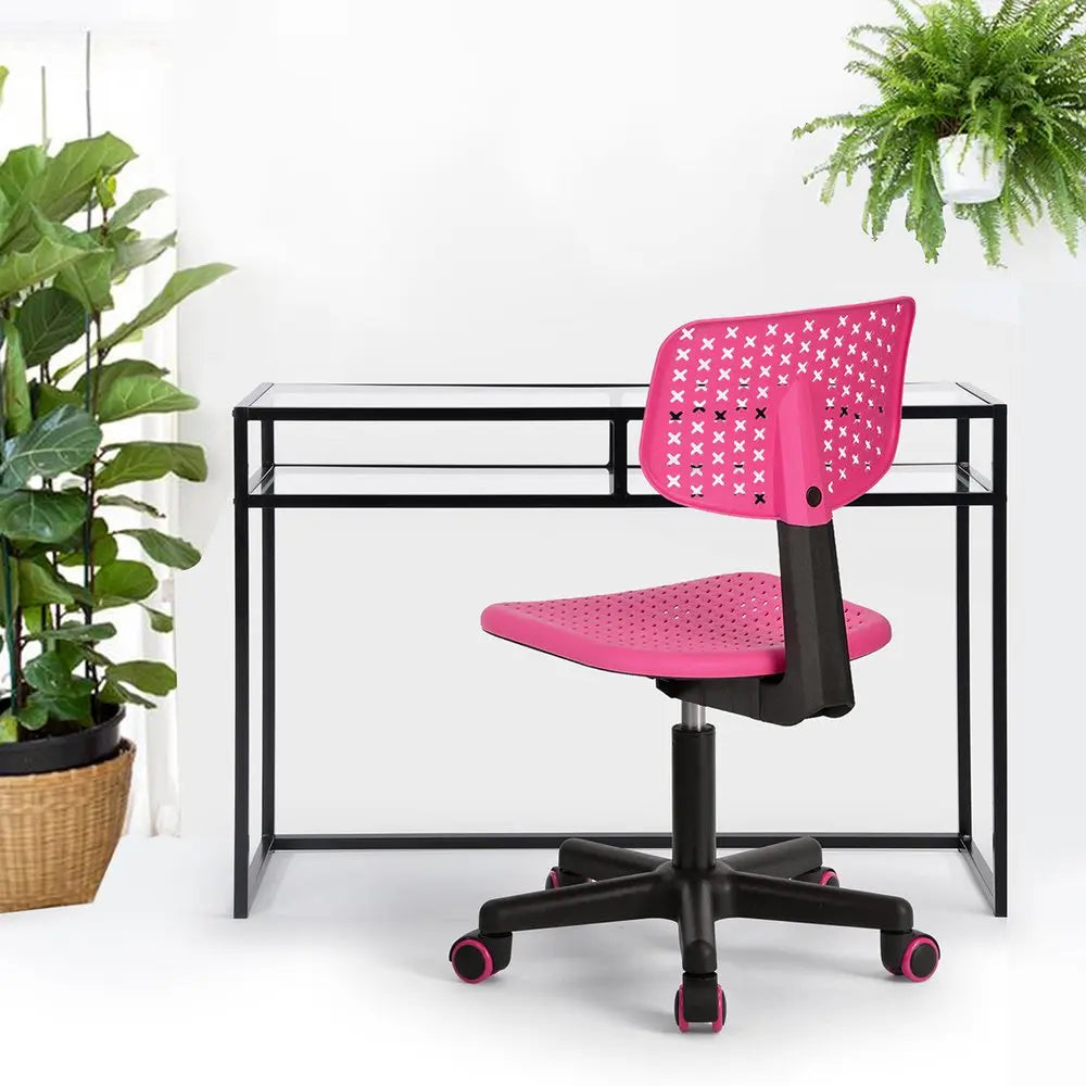 Hot Pink and Black Adjustable Height Swivel Rolling Office Chair HomeRoots