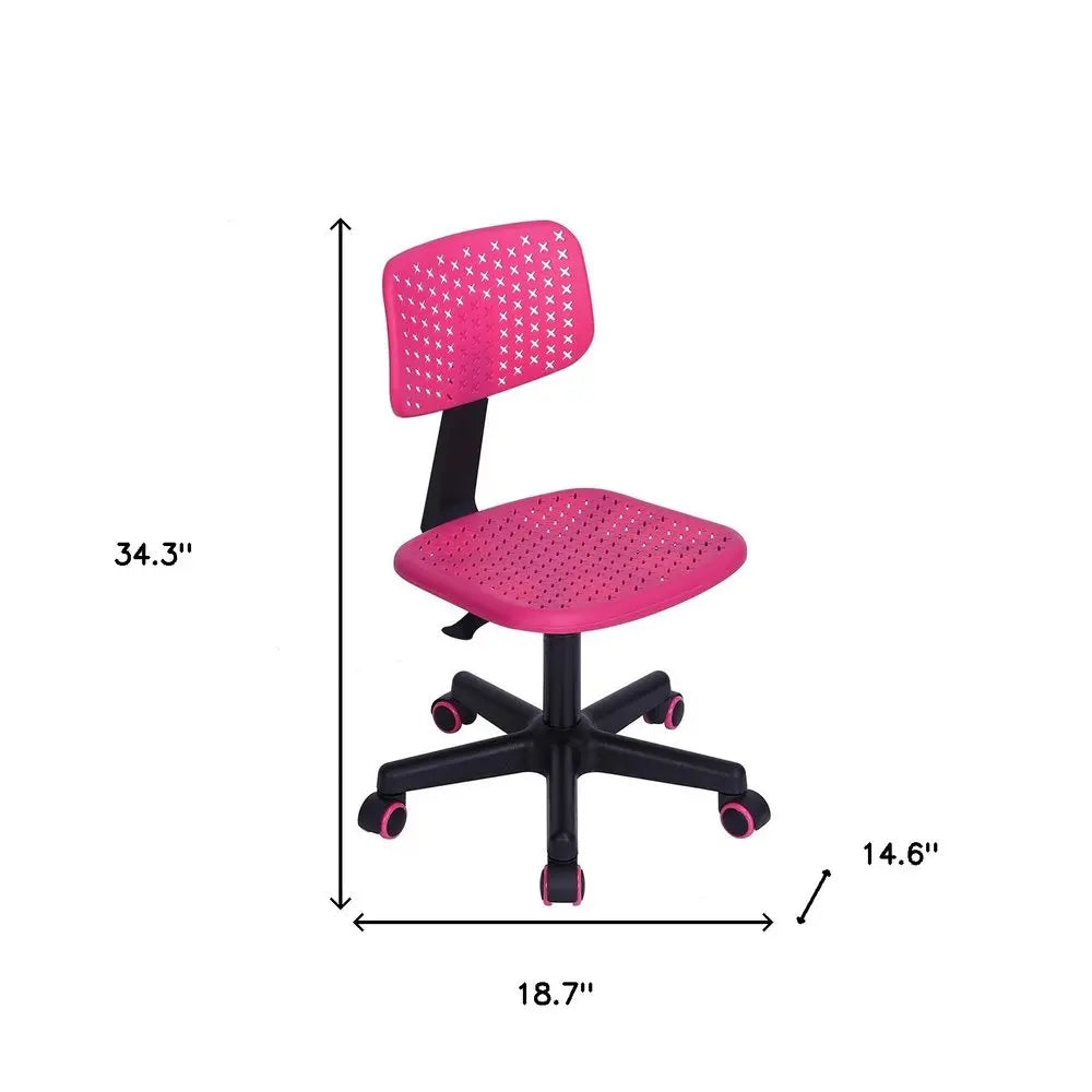 Hot Pink and Black Adjustable Height Swivel Rolling Office Chair HomeRoots