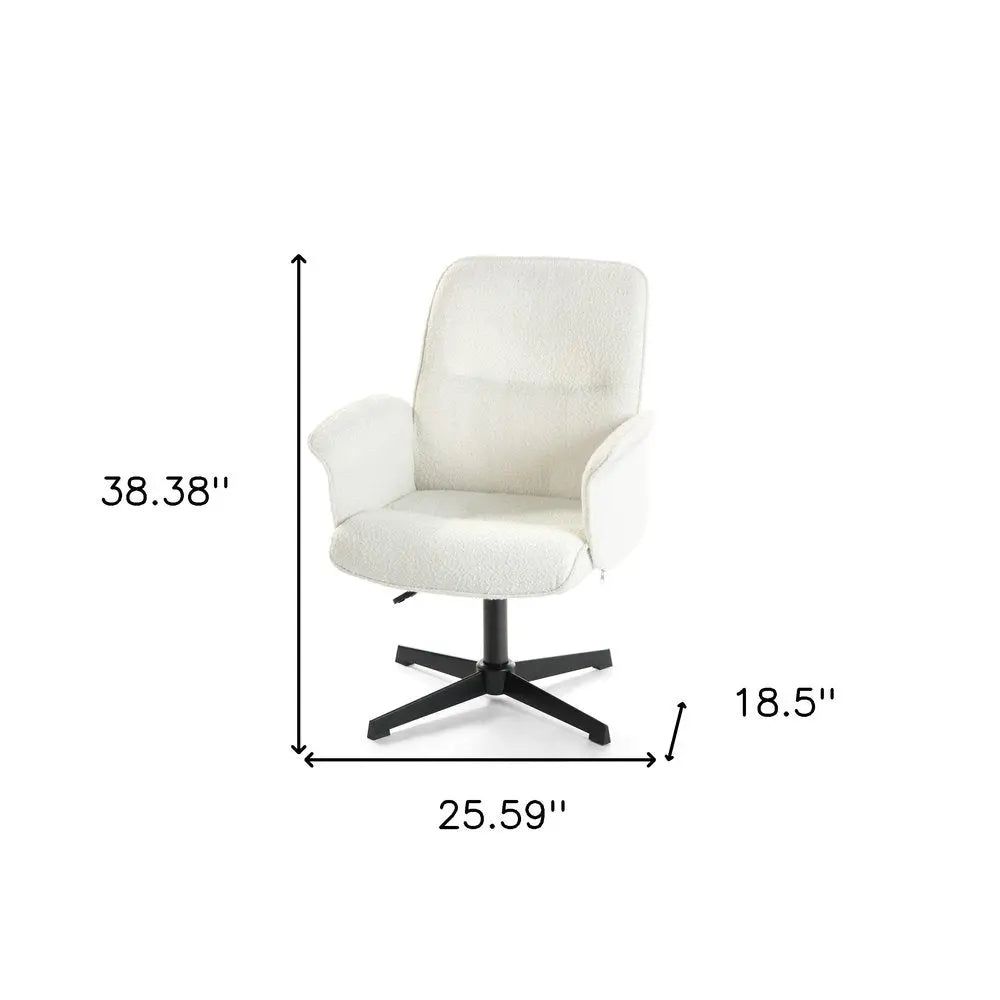 Off White and Black Boucle Adjustable Height Swivel Executive Office Chair HomeRoots