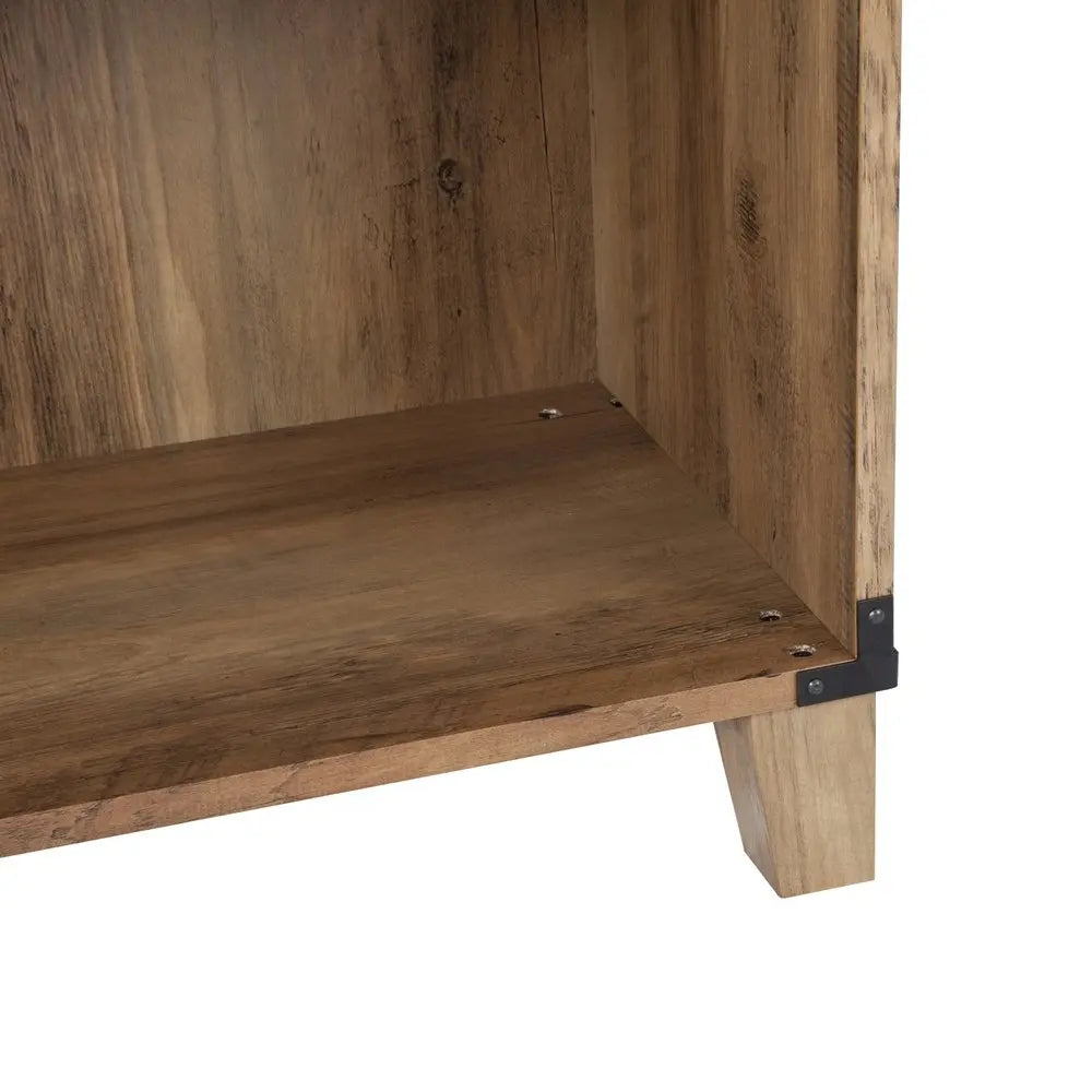 71" Oak Distressed Wood Five Tier Etagere Bookcase HomeRoots